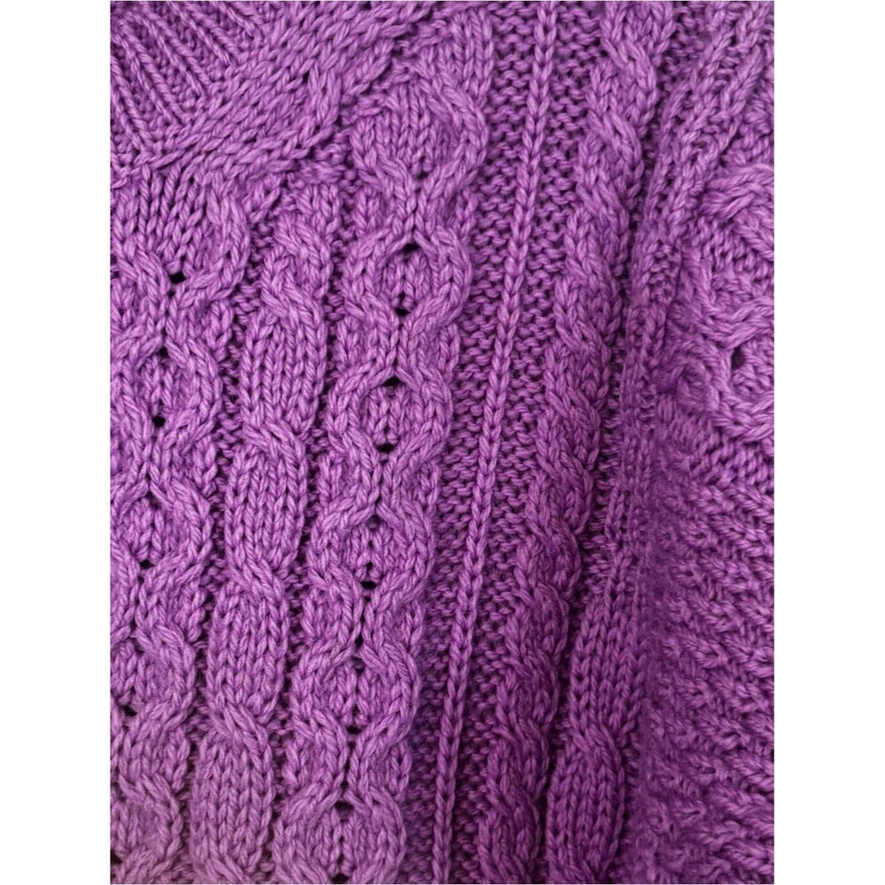 Kilronan Irish Merino Wool Aran Cable Knit Cardigan Sweater 3/4 Sleeves Orchid - Picture 6 of 10